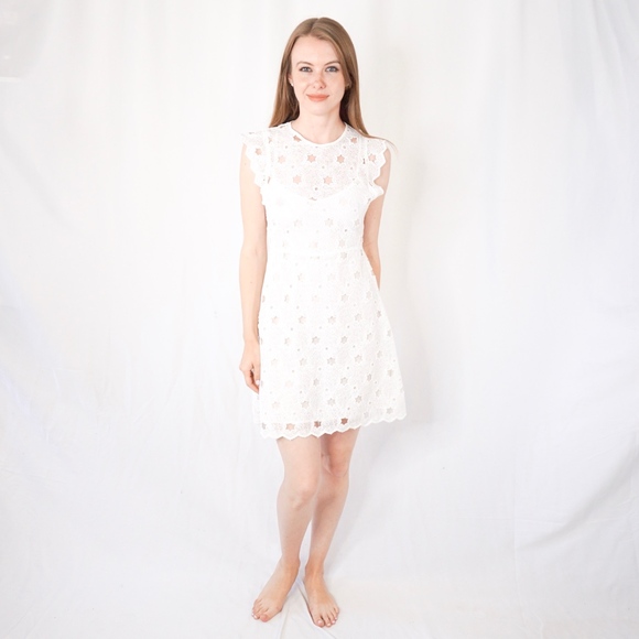chinese dress ladies Zara White Crochet Lace Mini Dress